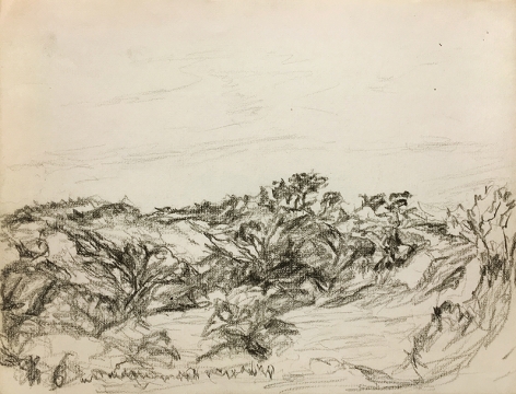 Myron Stout, Untitled, 8-8-53, black conte pencil on paper, 9 x 12 in.