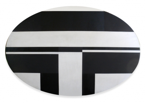 Ilya Bolotowsky, "Black and White Elipse," 1963, oil on canvas, 30 x 47 in.