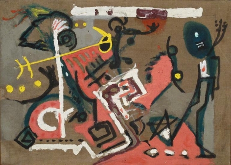 Jackson Pollock, Untitled (Composition on Brown), c. 1945, oil on brown canvas, 15 1/8 x 21 1/8 in., CR132