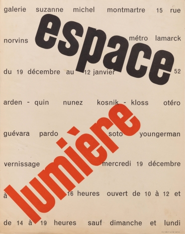 Galerie Suzanne Michel, &ldquo;Espace lumi&egrave;re,&rdquo; 1952