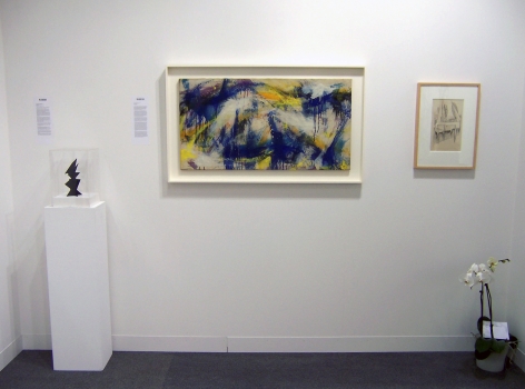 (from Left) Alexander Calder,&nbsp;Maquette for &quot;Hard to Swallow,&quot; 1966, painted steel, 8 1/8 x 4 3/4 in., Norman Bluhm, &quot;Northern Light,&quot; 1959, oil on canvas, 20 x 37 3/4 in., Mark Rothko, Untitled (Recto-Verso Sketch), n.d., pencil and ink on paper, 23 1/4 x 30 in.