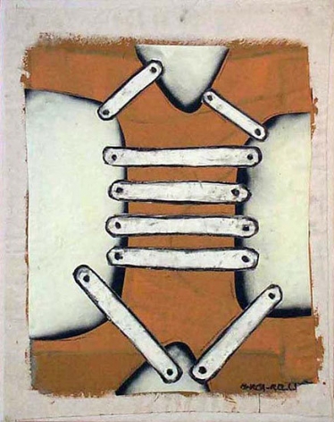 Untitled (#10), 1968, oil and canvas collage on canvas, 26 x 21 in. by Conrad Marca-Relli