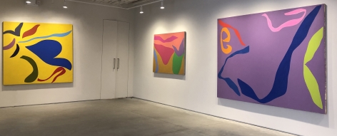 (From left)&nbsp;Untitled, 1967, oil on canvas, 61 x 63 in.,&nbsp;