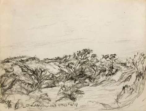 Untitled, 1953, black conte pencil on paper, 9 x 12 in. dated &quot;8-8-53&quot; verso