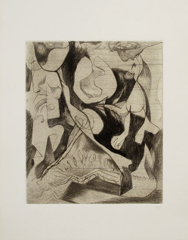 Untitled, 1071 (P13), c. 1944, printed 1967, engraving and drypoint on white Italia paper, ed. 13/50, Sheet: 20 x 13 5/8 in, Image: 11 7/8 x 9 15/16 in.