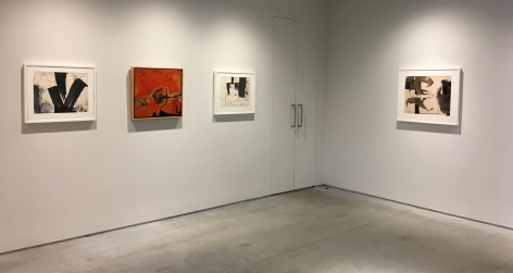 From RIght to Left:, Untitled (Abstract Composition in Tones of Gray), 1961, Gouache, ink, and crayon on paper, 19 x 23 &frac34; in.
